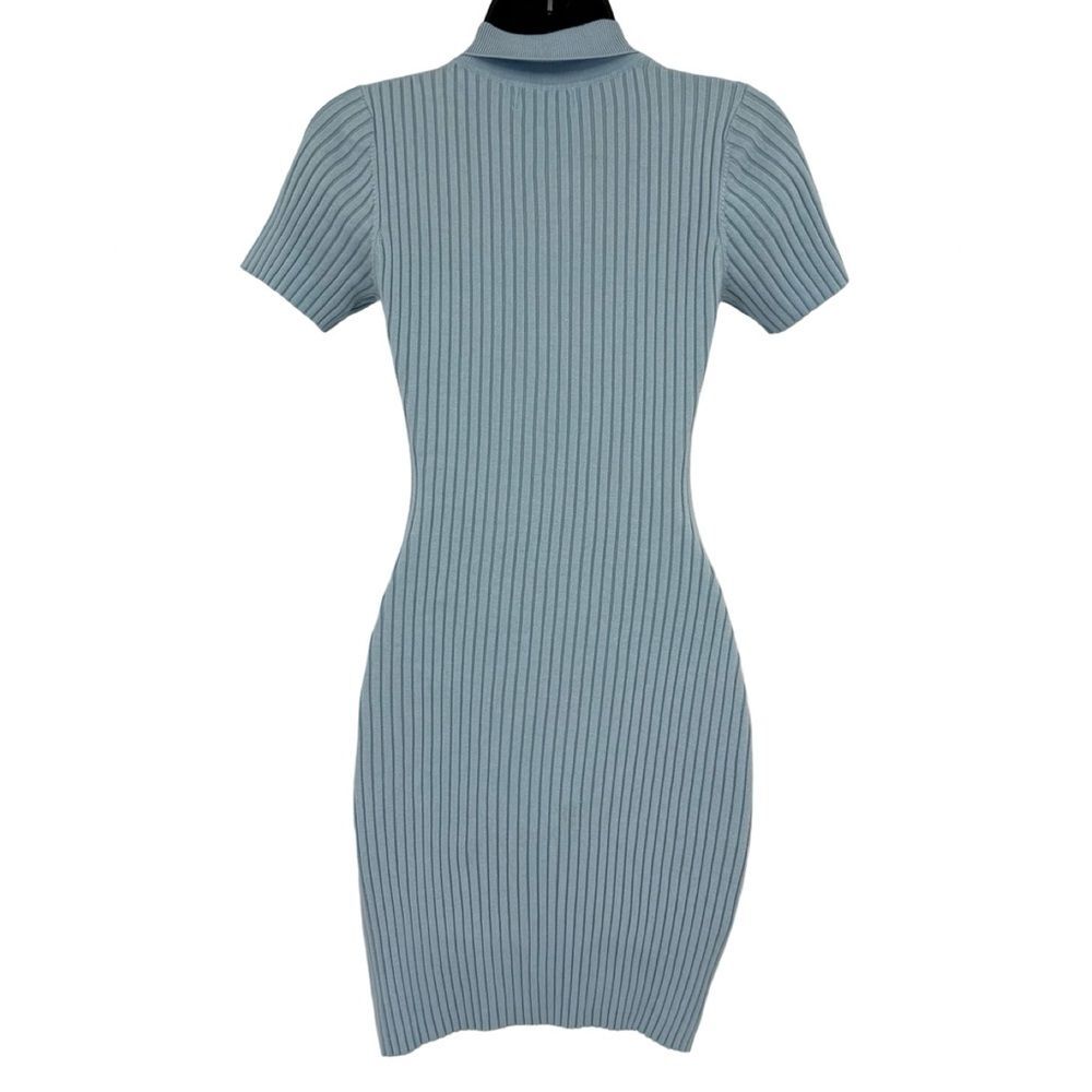 Urban Outfitters Ribbed Polo Button-Front Mini Dress in Light Blue | Size XS - Picture 4 of 7